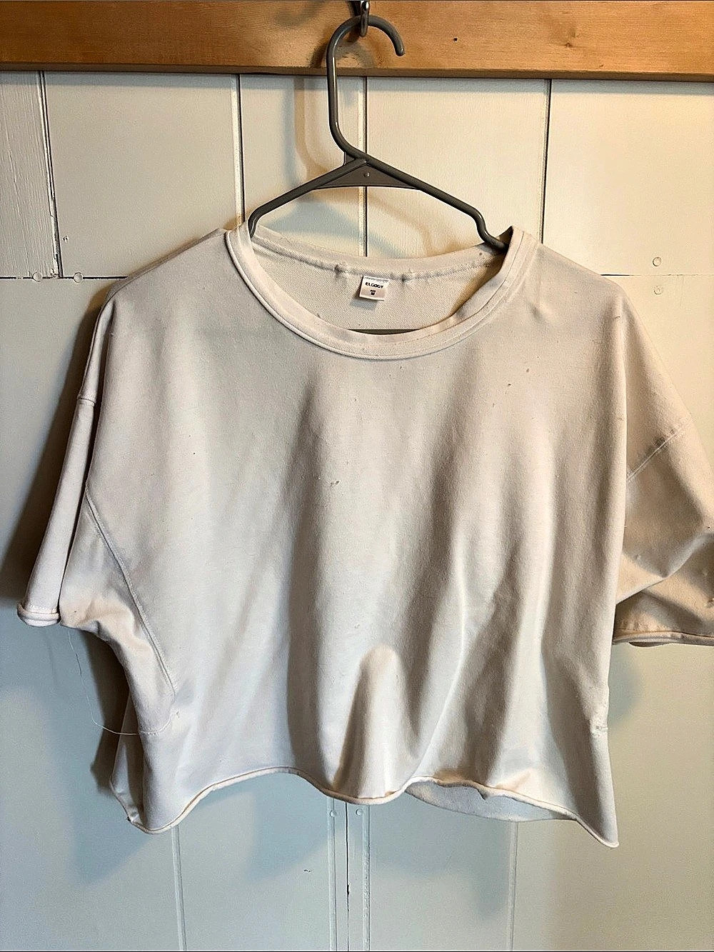 ELFCOGY Short Sleeve Crop Top in White Size Medium